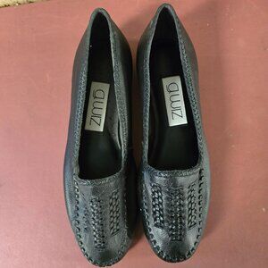 New Womens Black Leather Flats 7M 8.5M